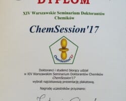 XIV Warszawskie Seminarium Doktorantów Chemików - ChemSession'17,09.06.2017,IChF,PTChem