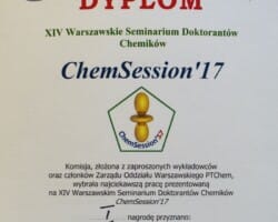 XIV Warszawskie Seminarium Doktorantów Chemików - ChemSession'17,09.06.2017,IChF,PTChem