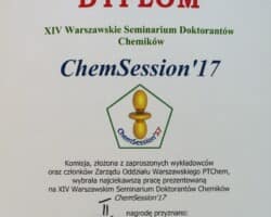 XIV Warszawskie Seminarium Doktorantów Chemików - ChemSession'17,09.06.2017,IChF,PTChem